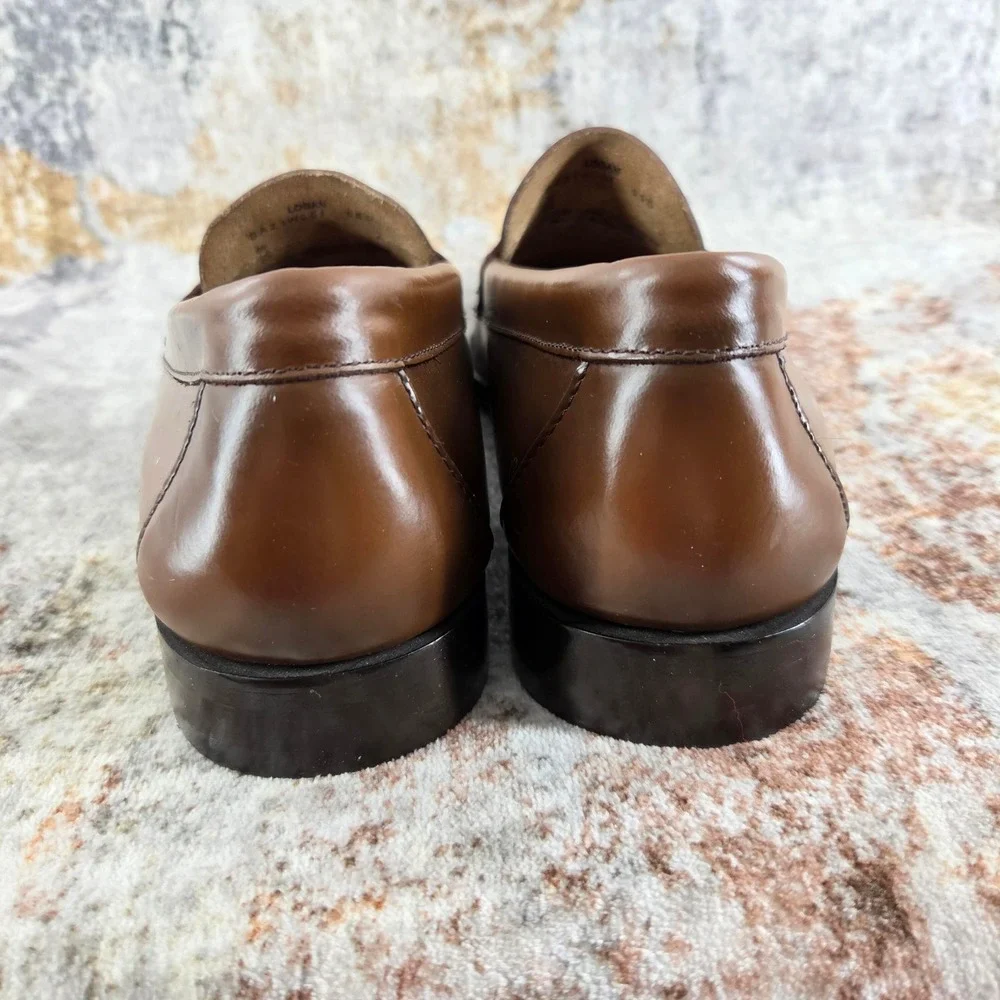 GH Bass Logan Weejuns Penny Loafers Mens 9.5 D Wide Brown Leather Slip On